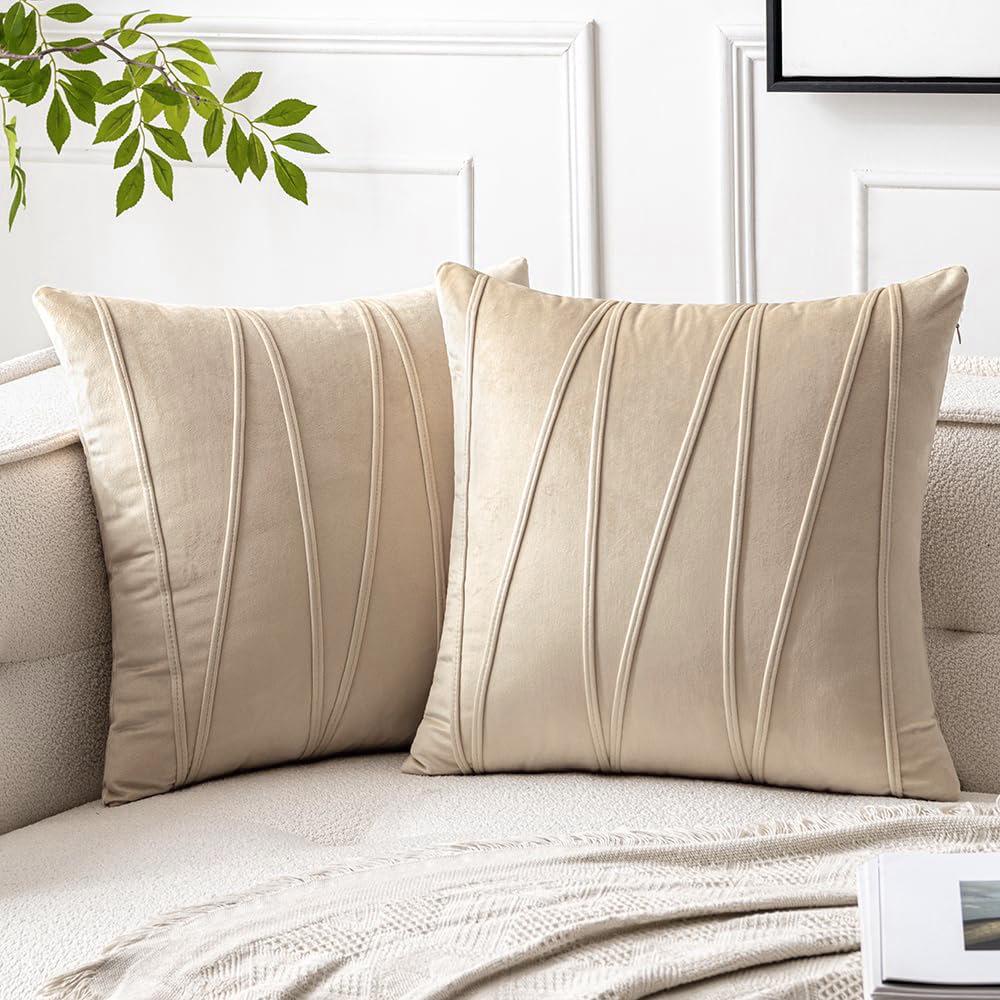 Wavy Line Velvet Pillowcase - Modern Minimalist Living Room Decor