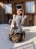 Korean Sweet Polka Dot Patchwork Skirt Hem Long Sleeve Women's Autumn/Winter Slimming Base Top