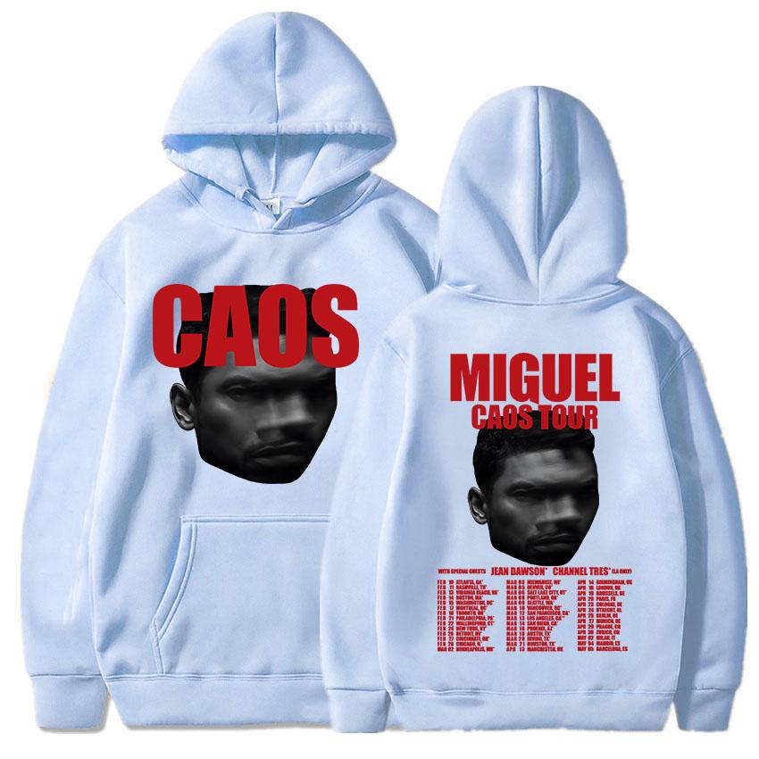MIGUEL CAOS Tour 2026 Hoodies Long Sleeve Winter Hooded Sweatshirts Unisex Streetwear Hip Hop Fleece Pullovers Print Hoody
