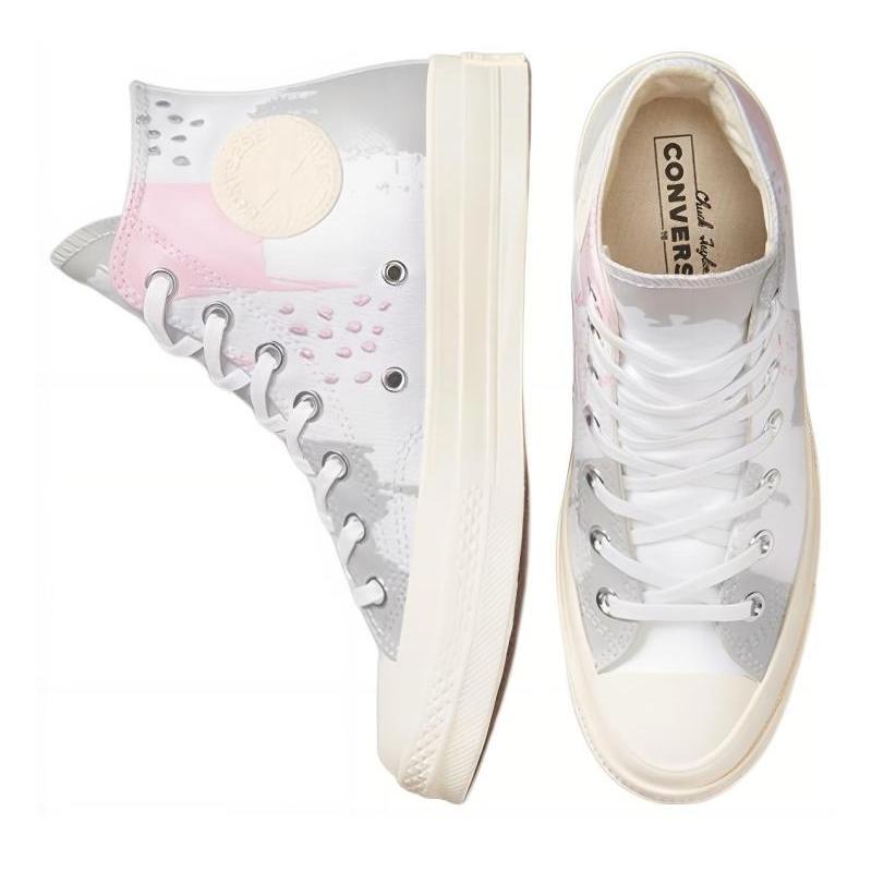 Converse Chuck Taylor All Star 1970s Stylish and Versatile High Top Espadrilles Women's White Grey Pink