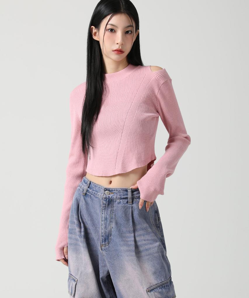 AVANDRESS Tati Hole Round Knit Ivory