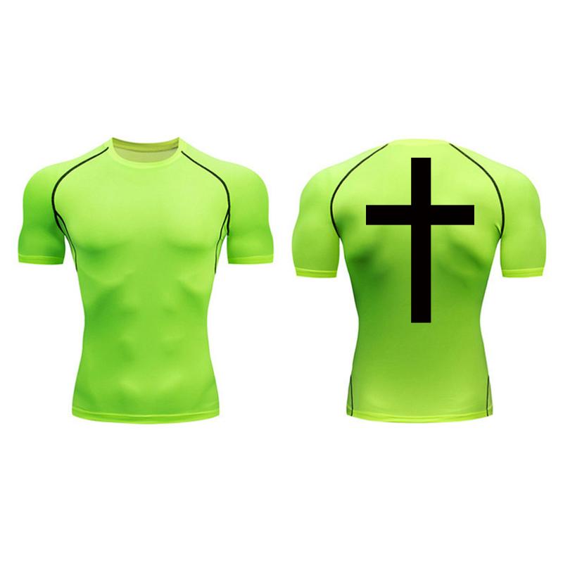 Cross Back Print Compression Shirts for Men Quick Dry Tees Tshirts Tops Gym Workout Running Undershirts Baselayers Rash Guard