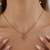 Yori Zarte Glänzende Rosa Zirkonia Hohl Herz Anhänger Halskette Damen Metall 18K Gold Plated Trendiger Modeschmuck