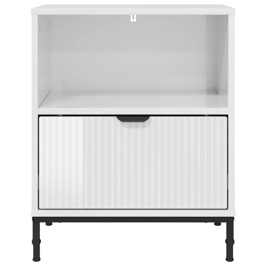 Nightstand Set of 2 High Gloss White 49 X 36 X 61 Cm Engineered Wood