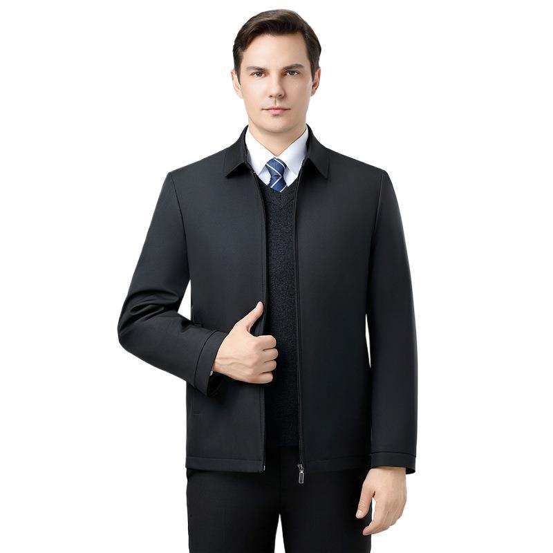 Brand Men's Cold-Proof Cotton Jacket: Autumn Winter Business Casual Non-Iron Warm Silk Coat for Middle-Aged Men