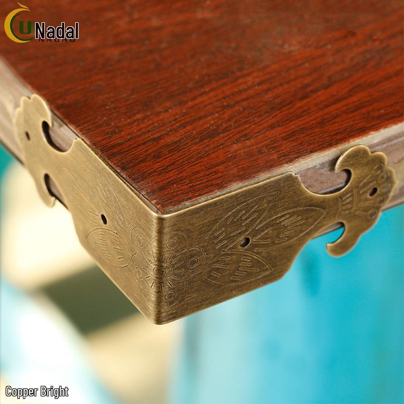 Chinese Antique Style Ruyi Corner Protectors, Abacus Edge Binding, Copper Finish