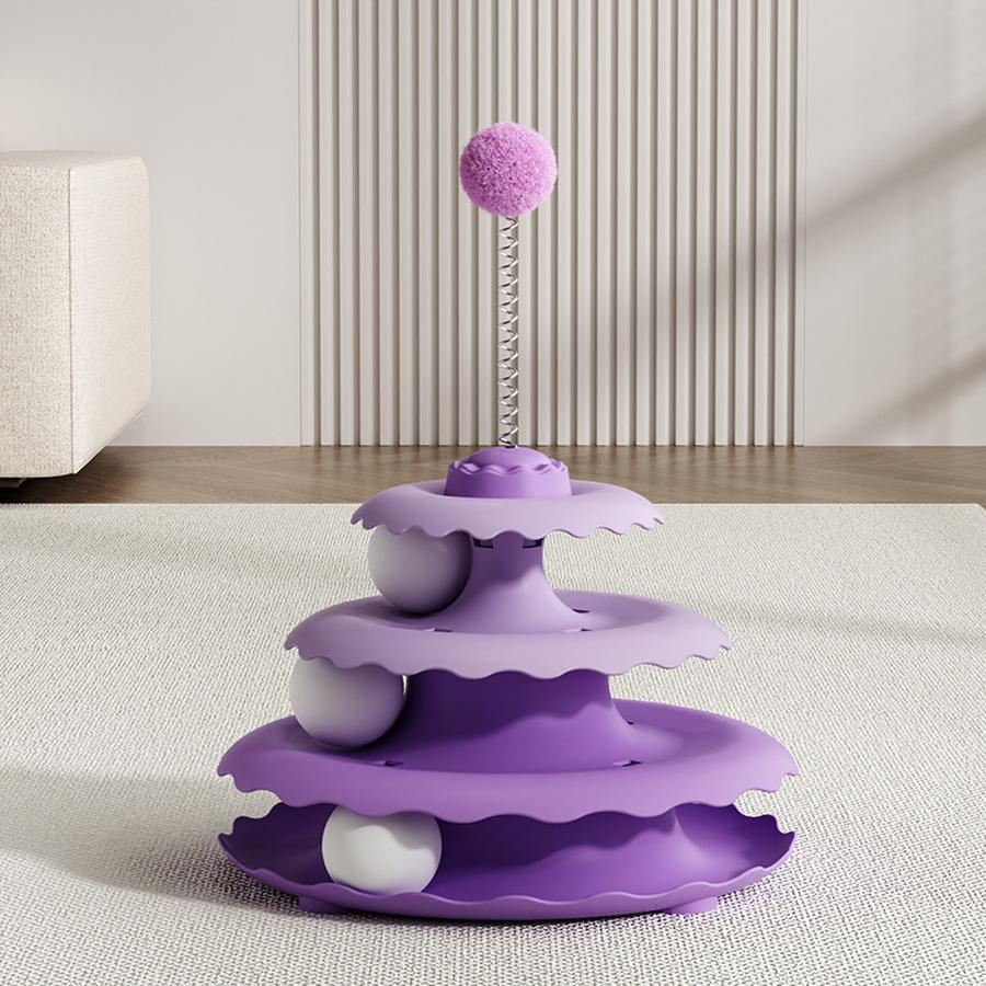 Three-Layer Three-Ball Rotating Cat Toy Interactive Cat Teaser Wand Boredom Relief Cat Exercise Toy for Cats