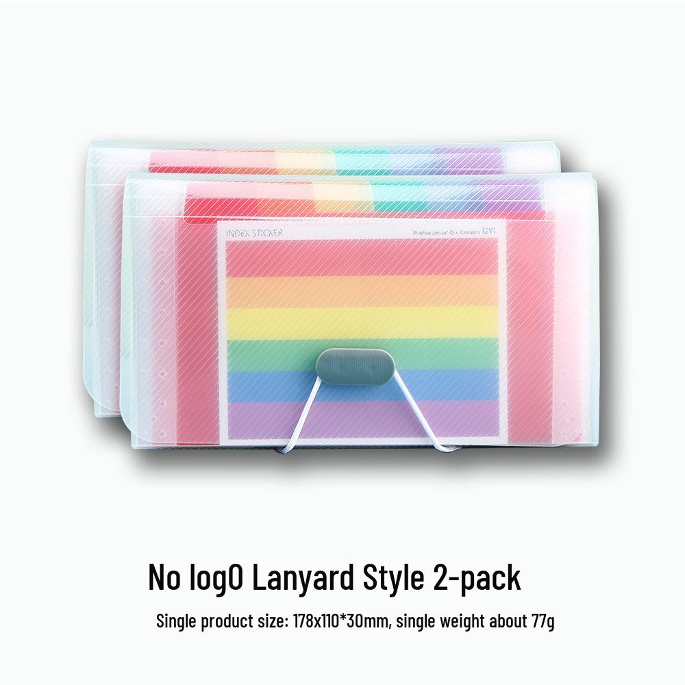 Rainbow 13-Compartment Mini Accordion Folder - A6 Multi-layer Document and Receipt Organizer with Snap Button Closure.