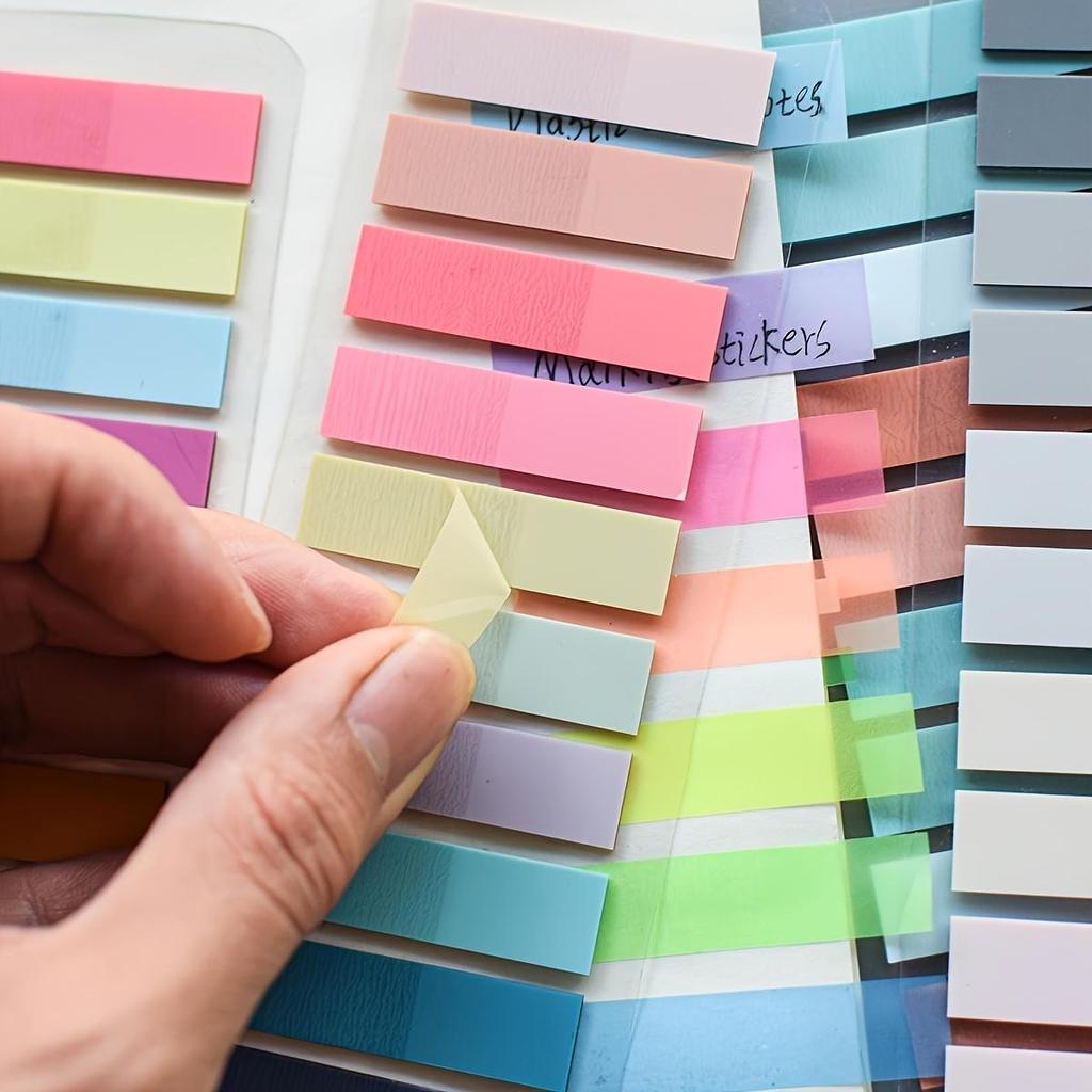 200 Avrupa Vintage Floresan PET Şeffaf Kendinden Yapışkanlı Not Kağıdı, Morandi Renk Kodlu Yapışkan İşaretleyiciler, Dikdörtgen, Karışık Renkler, İndeks Sekmelerli