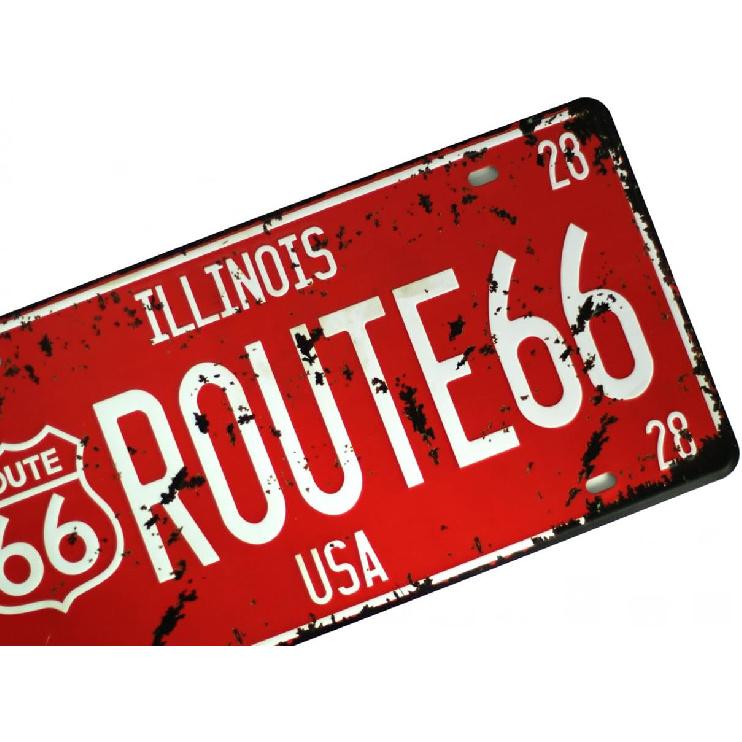 UOOPAI Illinois Route 66 USA Metal Sign Retro Vintage Auto License Plate, Embossed Tag Size 6" X 12"