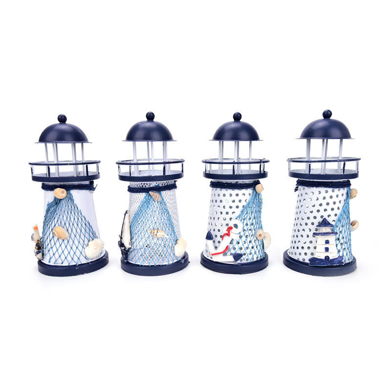 Led Light Metal Lighthouse Anchor Mediterranean Decorative Home Nautical Decor