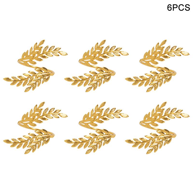 3/6pcs Gold Leaf Napkin Rings Fall Napkin Holder for Christmas Thanksgiving Wedding Dinnig Table Decoration Party Supplies