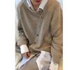 Women's  Buttoned Irregular Sweater Cardigan Round Neck Knitted Kacket