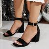 Fashion Women Sandals New Summer Fashion Sandals Medium High Heels Outdoor Elegant Wedding Shoes Bridal Plus Size Buckle Strap Sandals