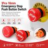 1Pcs 16mm Emergency Stop Push Button Switch Mushroom Stop Button  for Emergency Stop Control