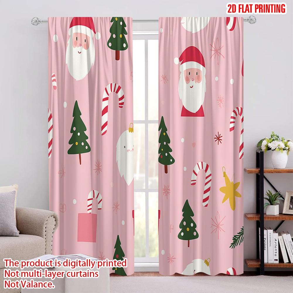 

2pcs,2D plane printing Popular Curtain Panels Christmas Tree Snow Gift (2) Versatile Durable Polyester (without rod) Decorations 52.50 × 116.00 cm 2 pcs