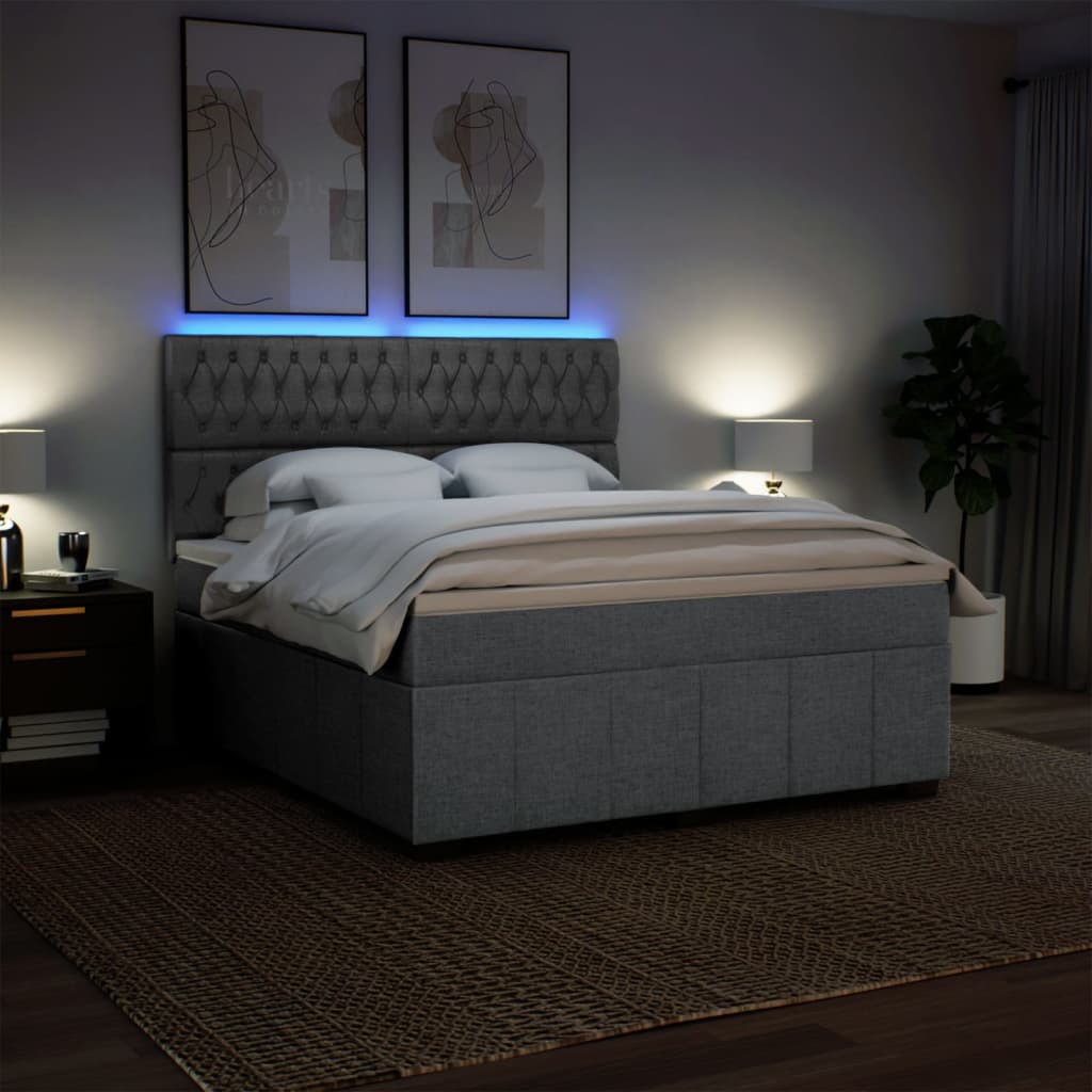 Vidaxl Letto Continentale Con Materasso, Grigio Chiaro, Tessuto, 180X200Cm