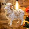 Decorative Acrylic Ornaments Goat Christmas Car Hanging Ornament, 2D Pendant with Festive Holiday String, Cute Animal Decor for Rearview Mirror, Party