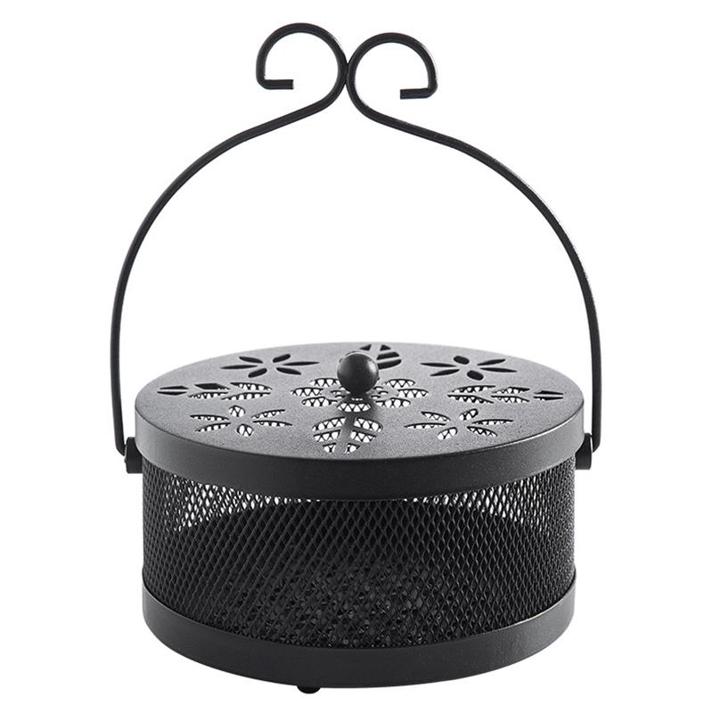 Retro Iron  Mosquito Coil Holder with Cover Vintage Mosquito Repellent Incenses Rack Household Aromatherapy Burner