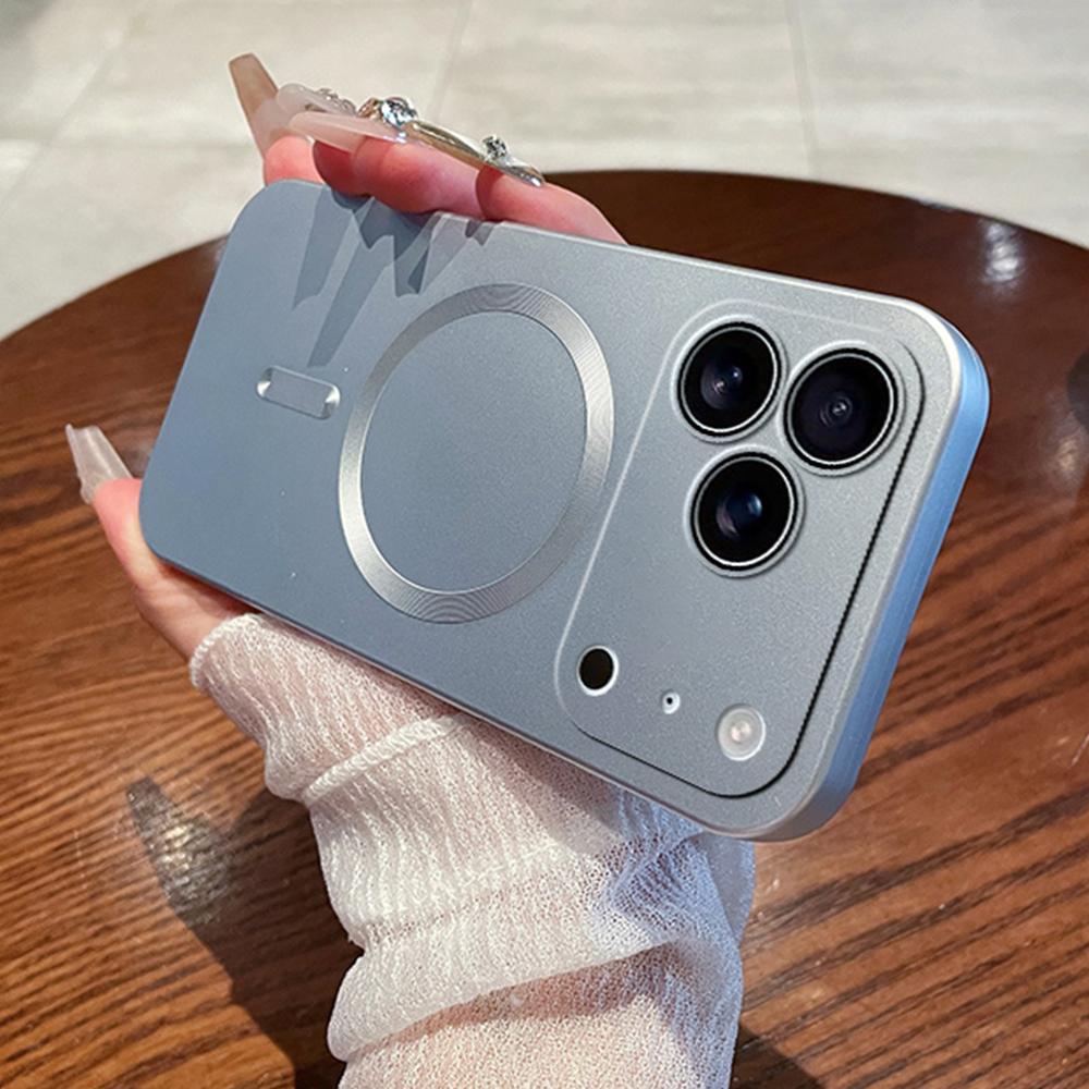 Desert Gold Metallic Paint Magnetic Charging Phone Case for iPhone 17 16 15 14 13 12 11 Pro Max Air Fine Hole Magsafe Soft Case