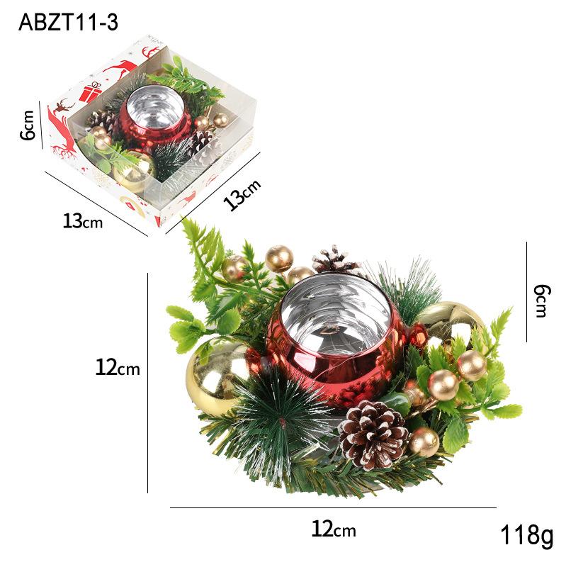 New Christmas candle holder, imitation wreath, lamp holder ornament, vintage wooden glass candle holder, dried flower aromatic candle holder