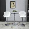 Set of 2 Bar Stools with Adjustable Height, Metal Base and PU Leather Seat, Kitchen Stools with Backrest and Footrest, 51.5x57.5x93-114.5cm, White