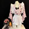 set Japanese sexy costume apron rabbit style Pink rabbit pattern Open front design One size fits most Adult lingerie for photoshoots costume Japanese