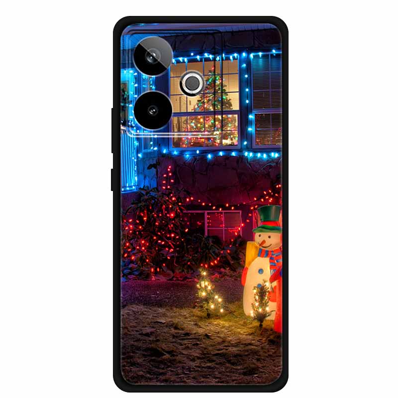 Christmas Cover For Realme GT7 GT 7 7T Case Black Silicone Cases for Realme GT 7T Cartoon Santa Claus Christmas Tree Back Cover