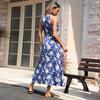 New summer women's printed sleeveless neck dress