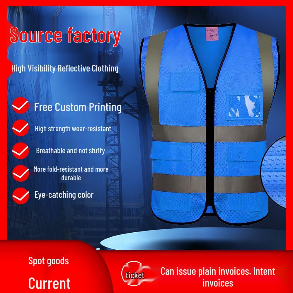 JD Fluorescent Reflective Safety Mesh Vest - Breathable, Protective Wear for Construction & Traffic Sites