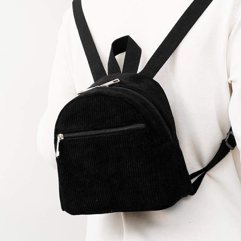 Cord-Rucksack für Damen mit Reißverschluss für den täglichen Freizeitgebrauch