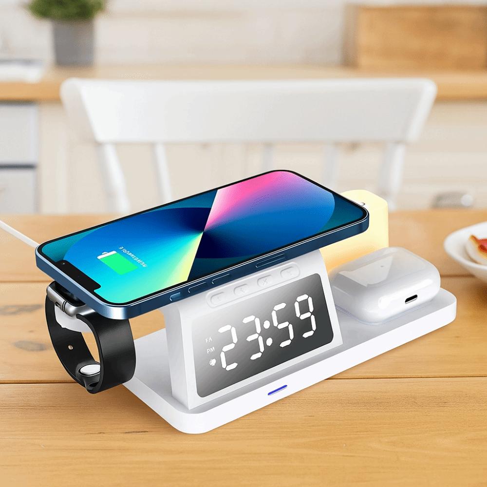 Plastic Wireless Charging Clock Fast Charging Night Light Charger Wireless Charger Clock  Bedroom