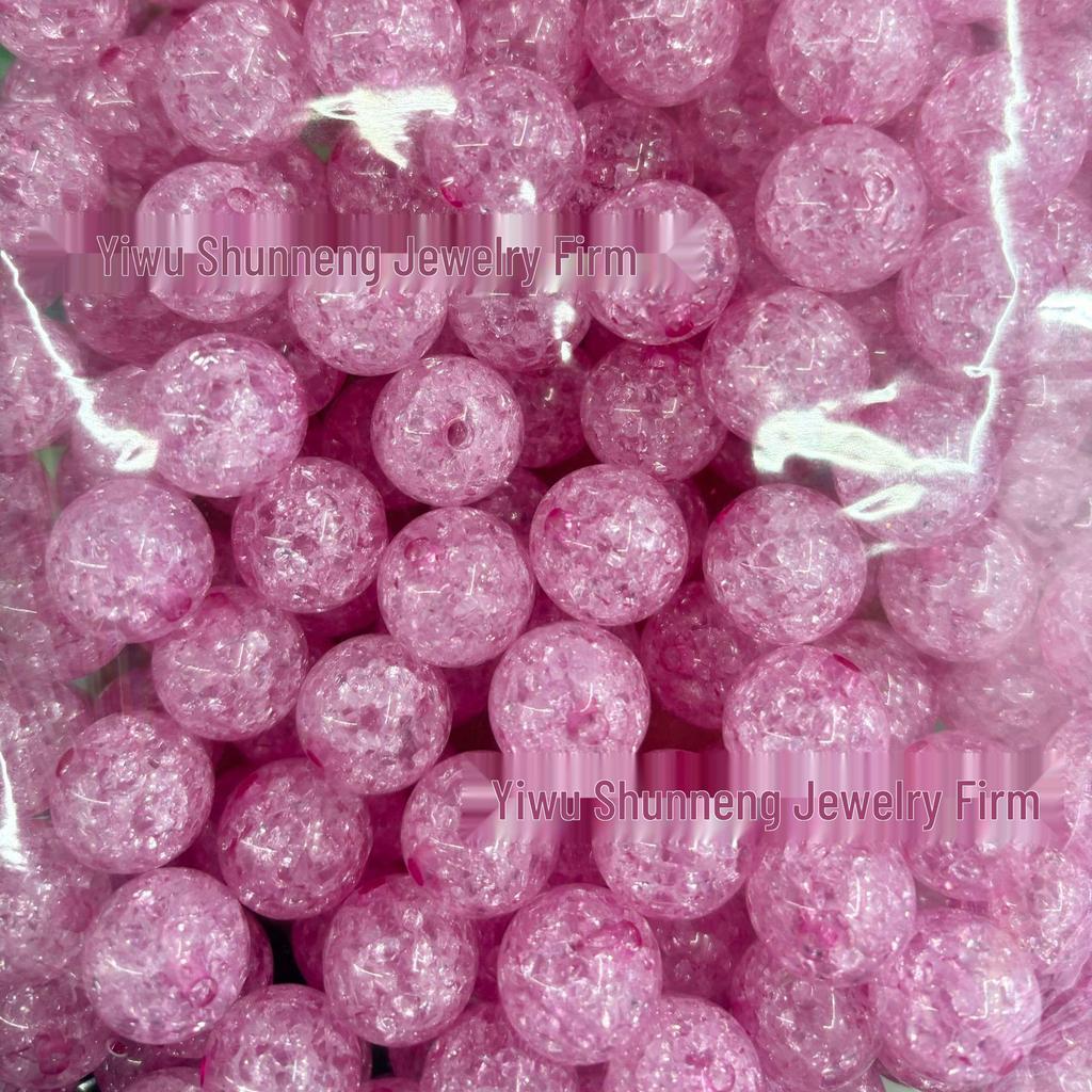 Transparent Cracked Acrylic Beads for DIY Jewelry - Round Loose Beads for Bracelets & Pendants