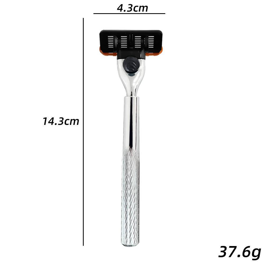 Universal Metal Handle Razor with Replaceable Three-Layer Head and 6-Layer Curved Blades