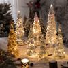 Glass Christmas Tree Figurine Christmas Decoration for Office Bedroom Shelf