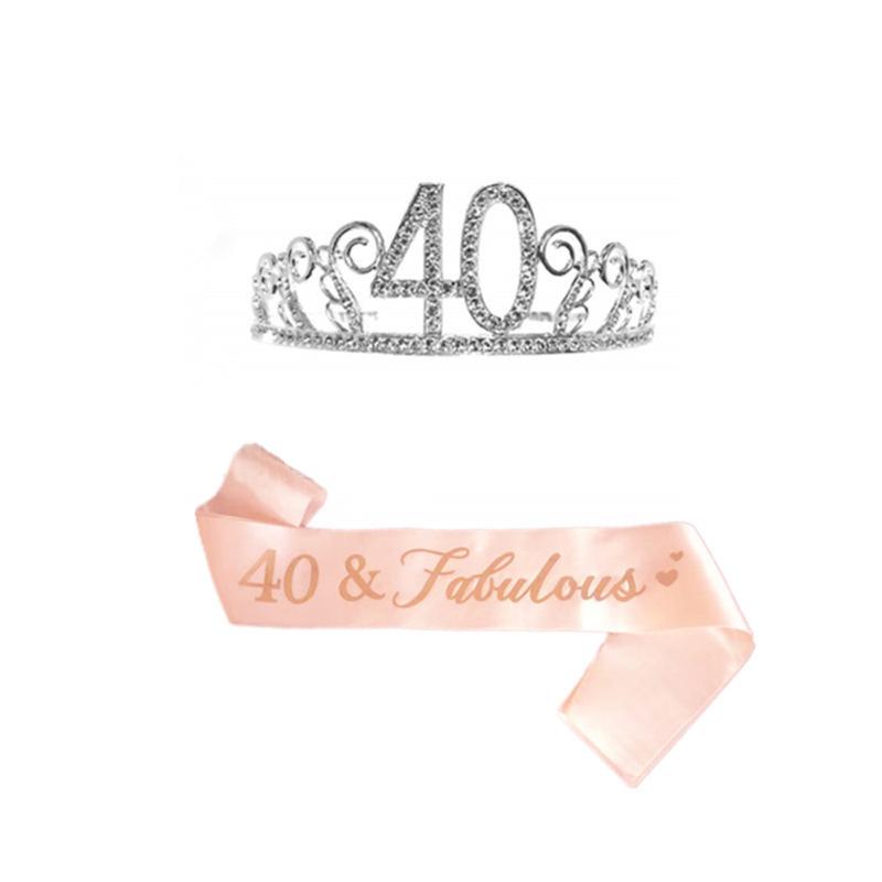 Stoff-Schultergurt-Schärpe-Kronen-Set für Geburtstagsparty-Kostüm-Requisite