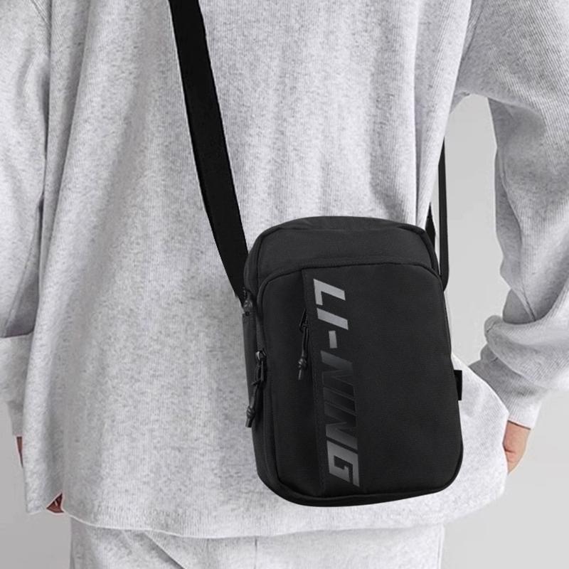 New LiNing Oxford With Polyester Shoulder Bag, Crossbody Bag Unisex Black XMX069-1