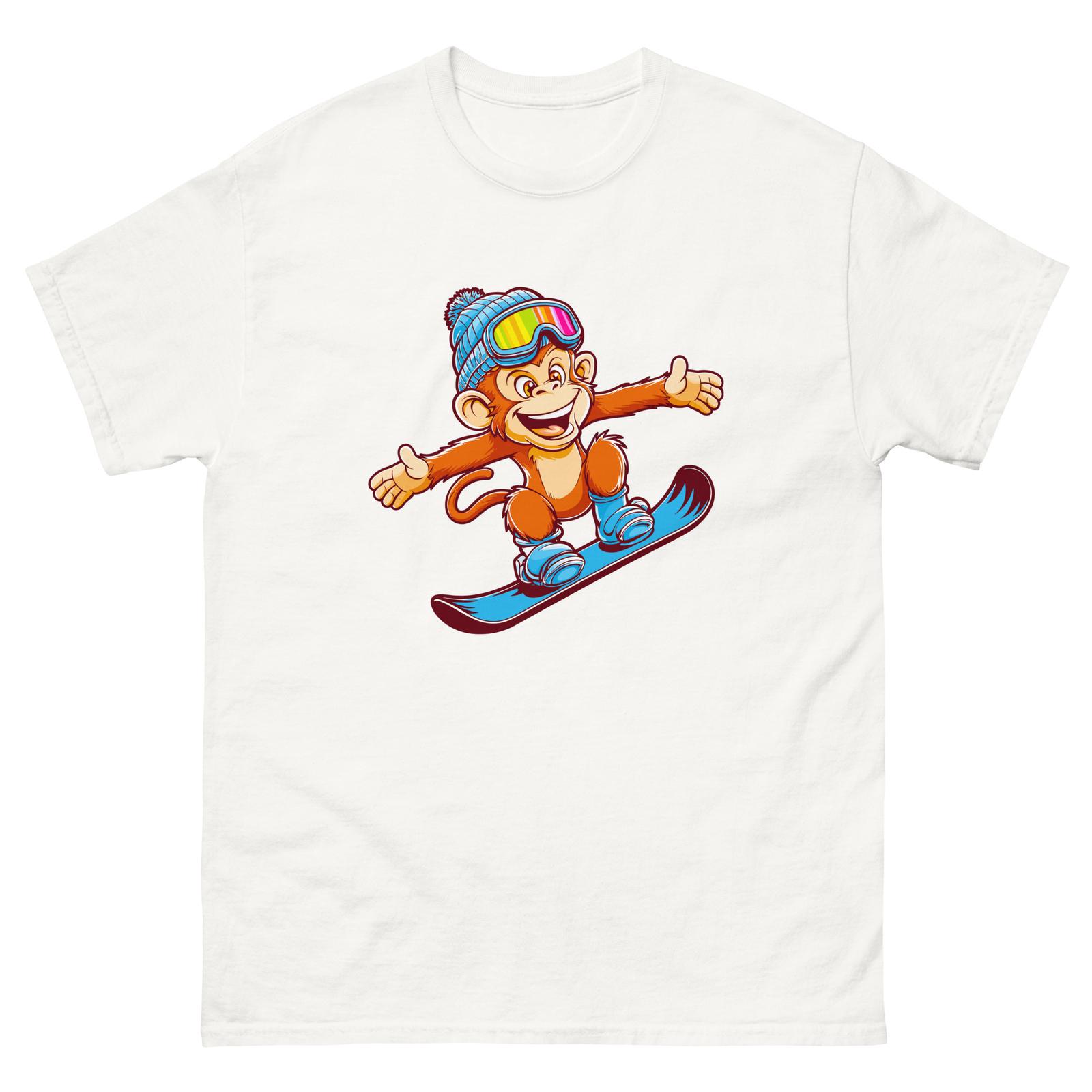 Monkey Snowboarding Fun Cartoon Snowboarder Shirt T-Shirt S разноцветный