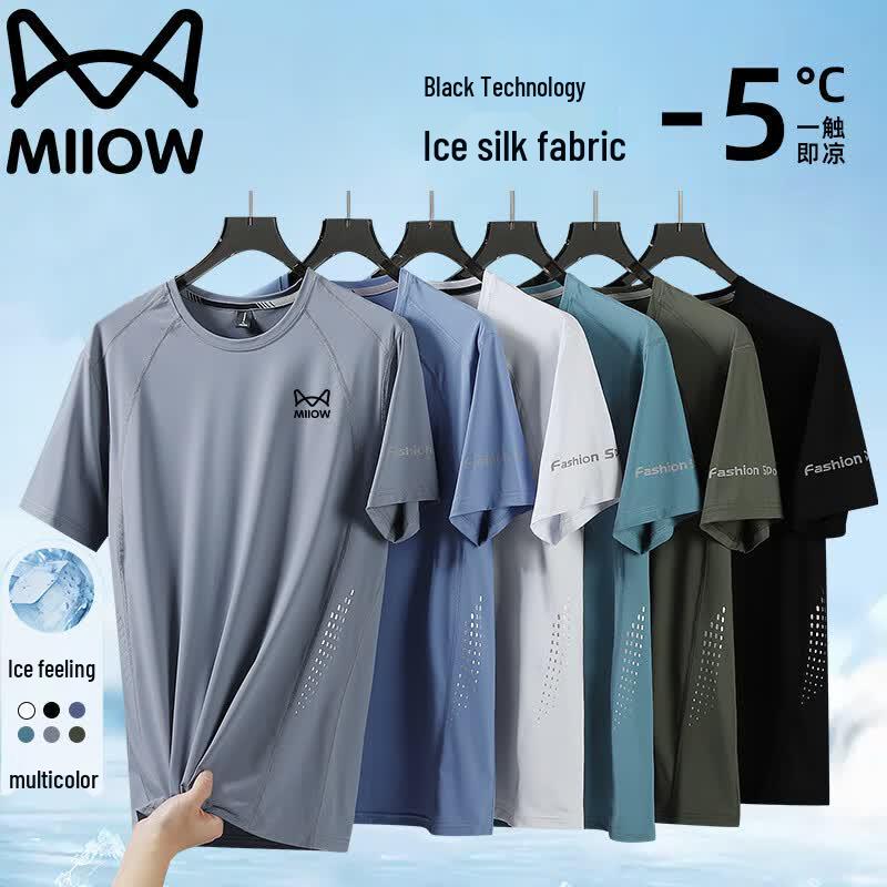 MiiOW Men s Ice Silk Quick-Dry Loose Fit T-Shirt L