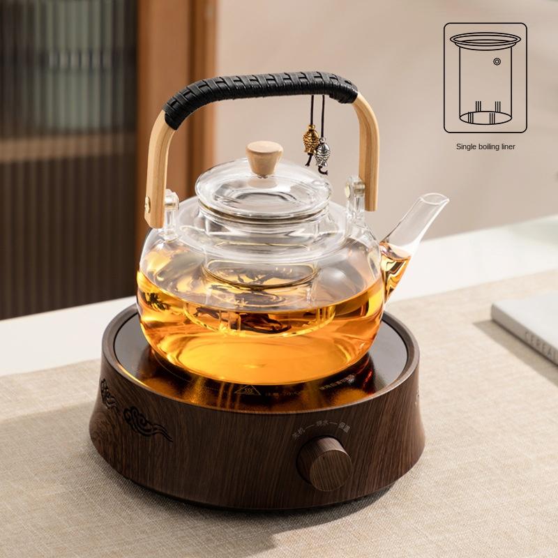 220V Electric Stove With Glass Tea Pot Steam Dessert Stove Household Water Kettle Induction Cooker