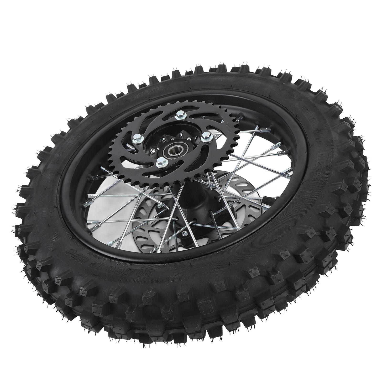 

12-дюймовый задний колесный диск для питбайка 80 100 12 3.00 12 Задняя шина и диск Камера 15-мм ось с тормозным ротором и