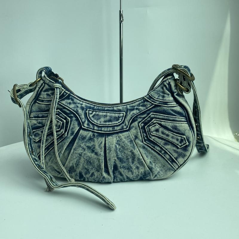 

Сумки через плечо из денима для женщин Роскошные дизайнерские сумки и кошельки Сумки большой вместимости Модные трендовые сумки подмышками