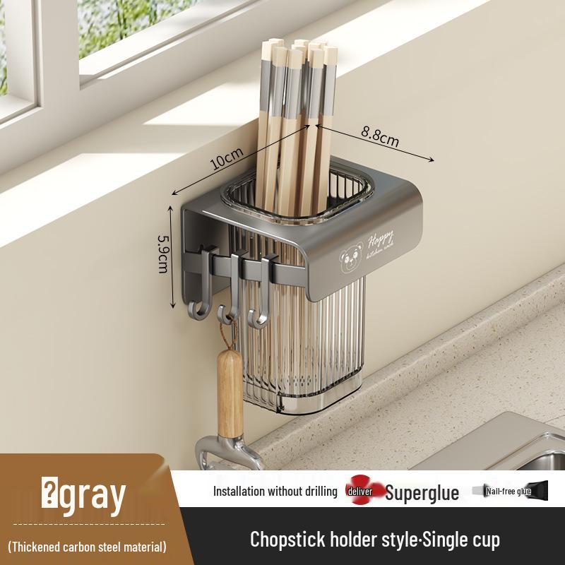 

Настенная многофункциональная кухонная полка: Хранилище для палочек и подставка для ножей