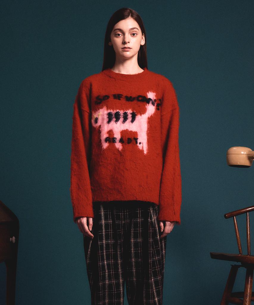 Soipeuyukaen Hairy Texture Lettering Knit