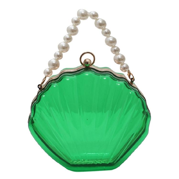 Fashionable Crossbody Bag for Women Shell Shape Shoulder Bag Beads Chain Purse