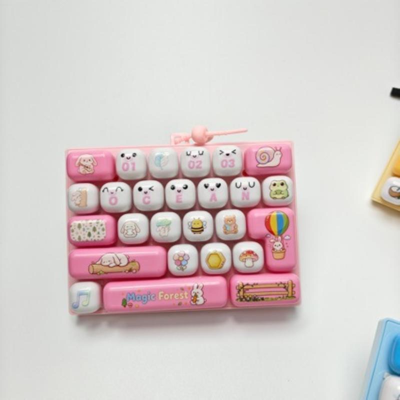 Keycap Fidget Keychain 26 Key Clicker Mini Keyboard Button Sensory Toy for Adults Kids ADHD Anxiety Relief