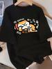 WomenS Summer Crew Neck TShirt Eating Cartoon Cat Design Cartoon Cat Graphic Comfortable Fit Cute T Shirts Aesthetic Clothes