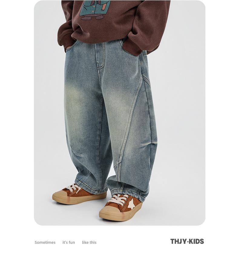 Boys' Fleece-Lined Jeans: Winter 2025 Style for Kids - Thick, Warm, and Stylish Long Pants