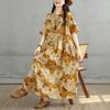 DIMANAF 2025 Summer Plus Size Vintage Dress Women Casual Shirt Dress Loose Basic Flower Printing Dress