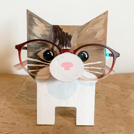 Glasses Display Stand Heavy Duty Wooden Cute 3D Fox Dog Animal Eyewear Reading Eyeglass Show Holder Home Use